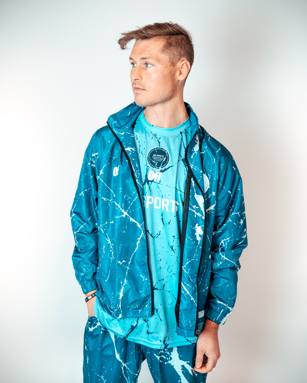 Off-Pitch x EA Sports cracked ice jacket Dark blue